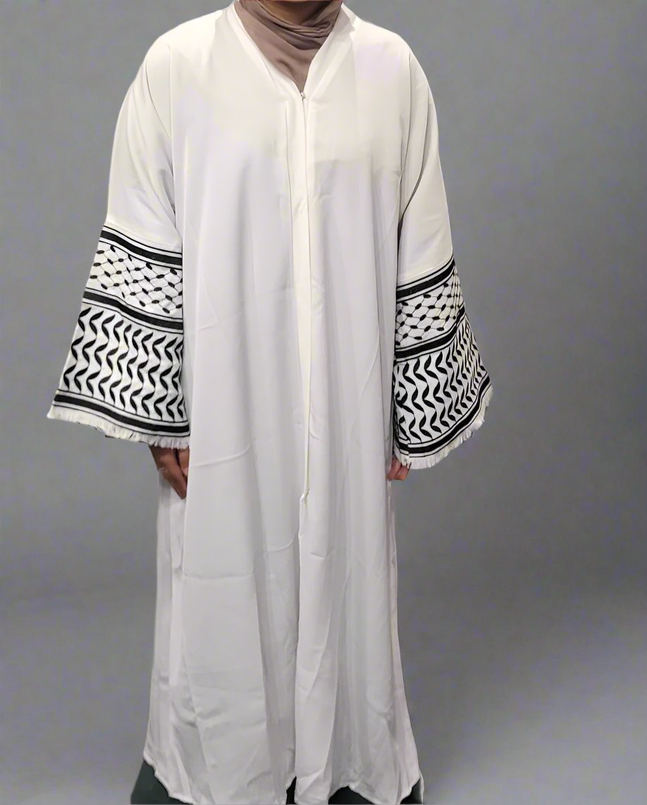 white keffiyeh abaya